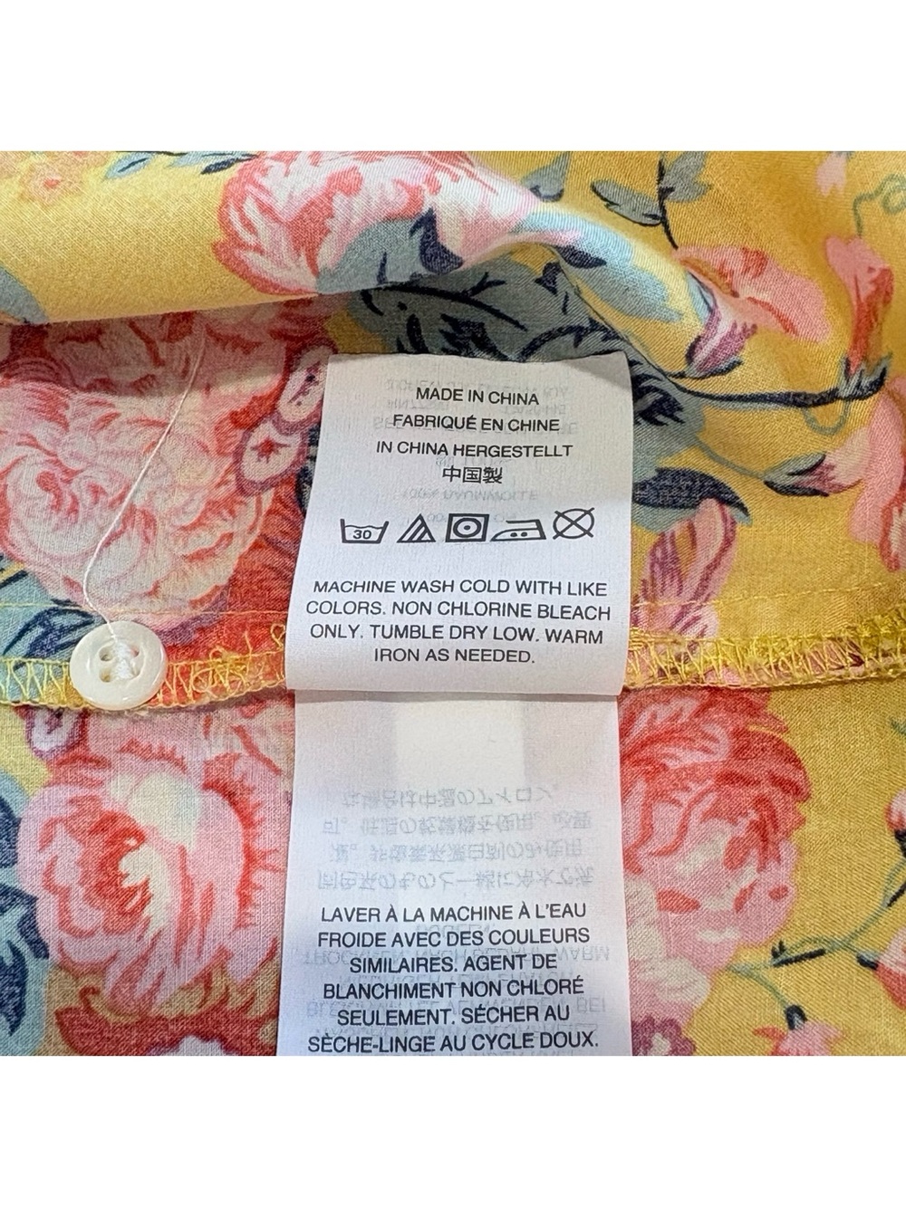 J. Crew Liberty Floral Cotton Blouse Size 10 Yellow Pink - Picture 15 of 15